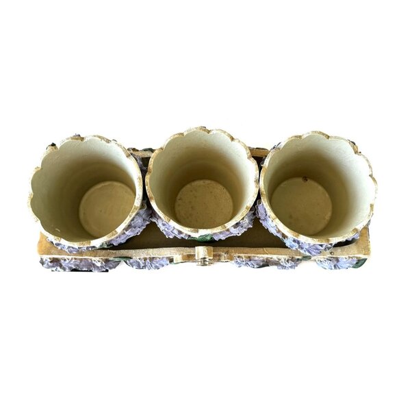 Decorative Floral Resin Planter Tray With Removable Pots & Cross Design - Picture 4 of 9